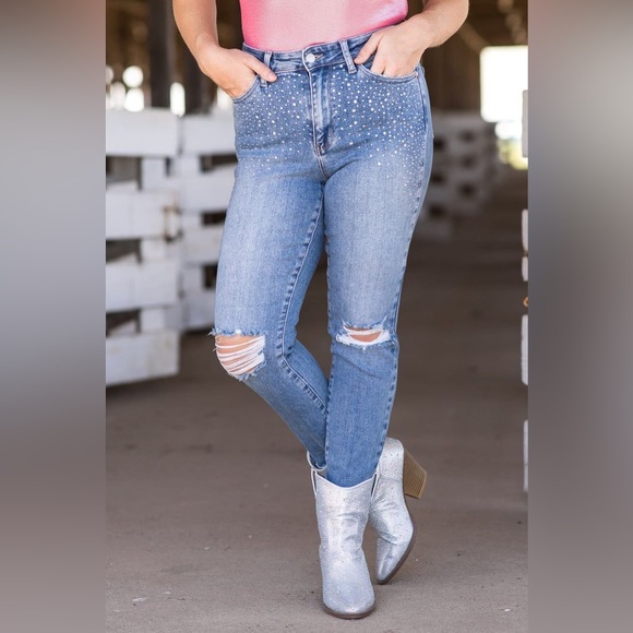 Judy Blue Rhinestone Jeans - Picture 1 of 4